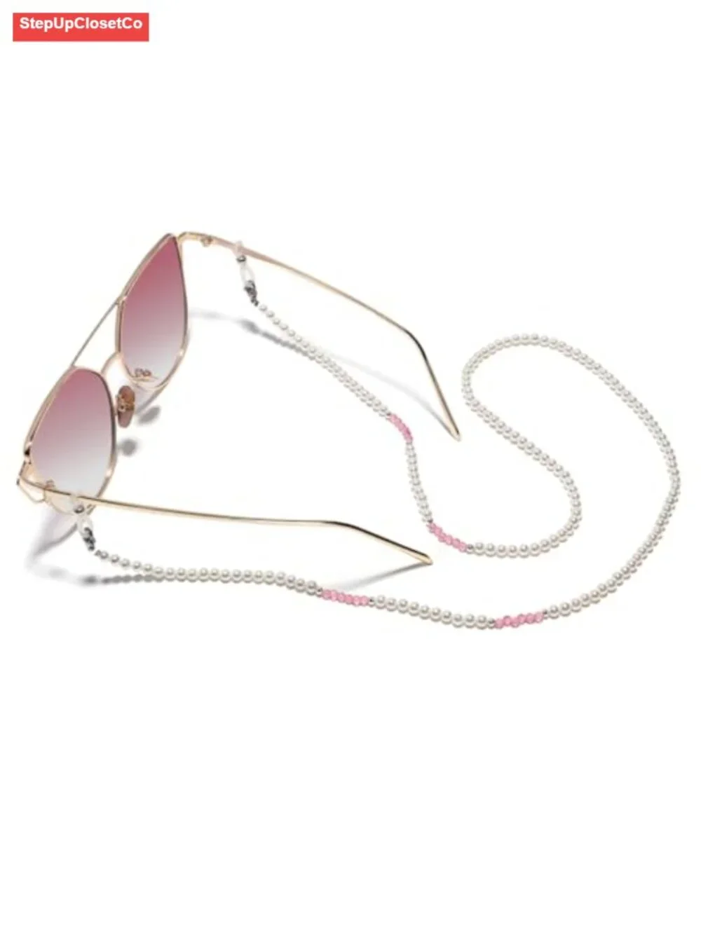 Pearl Beaded Eyeglasses Chain with Spinel Accents, Glasses Holder Lanyard for
